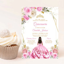Sanfte rosa Quinceanera-Geburtstagseinladung