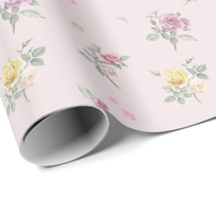 Sanfte rosa Rosen-Aquarell-Blumen Geschenkpapier