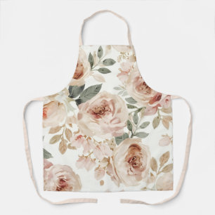 Sanfte rosa Rosen Aquarell-Blumenprint Botanisch Schürze