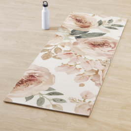 Sanfte rosa Rosen Aquarell-Blumenprint Botanisch Yogamatte