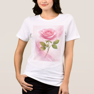 Sanfte rosa Rosen Blumenkunst Frauen Tri-Blend Shirt