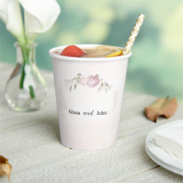 Sanfte rosa Rosen & Braut und Bräutigam Kollektion Pappbecher