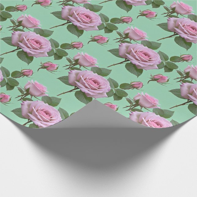 Sanfte rosa Rosen mit dezenten lila Akzenten Geschenkpapier (Ecke)