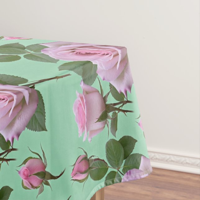 Sanfte rosa Rosen mit dezenten lila Akzenten Tischdecke (Beispiel)