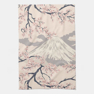 Sanfte rosa Sakura-Mount-Fuji-Szene Geschirrtuch