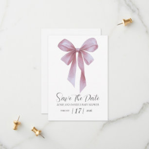 Sanfte Rosa-Schleife Mädchen Baby Shower Save The Date
