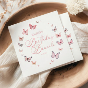Sanfte rosa Schmetterling Geburtstags-Brunch-Party Serviette