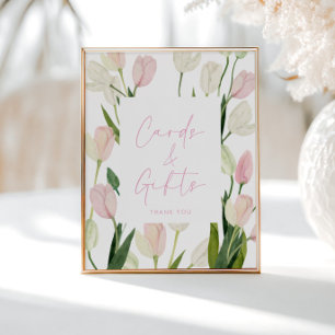 Sanfte rosa Tulpen Brautparty Karten und Geschenke Poster
