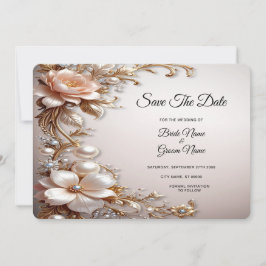 Sanfte rosa und weiße Blumen Save The Date