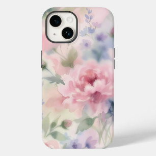 Sanfte rosa Wasserfarben-Pfingstrose-Blumen Case-Mate iPhone 14 Hülle