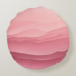 Sanfte rosa Wellen AI-Kunst Rundes Kissen