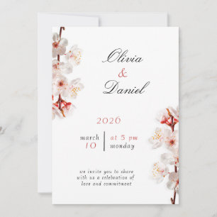 Sanfte Rosafarbene Blüten-Hochzeitseinladung Einladung