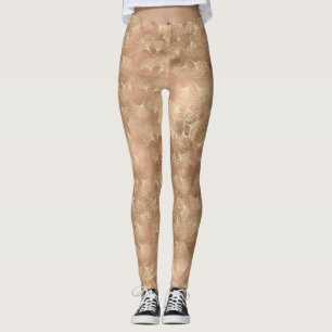 Sanfte Rose Ginkgo Botanisches Goldblattmuster Leggings