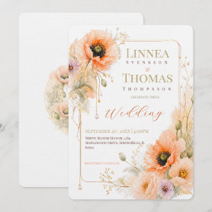 Sanfte Rosé Mohn Elegante Editorische Hochzeit Einladung