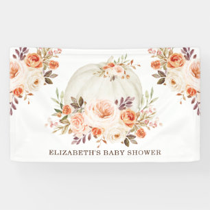 Sanfte Rosé Pfirsich Herbst Blumen Kürbis Baby Sho Banner