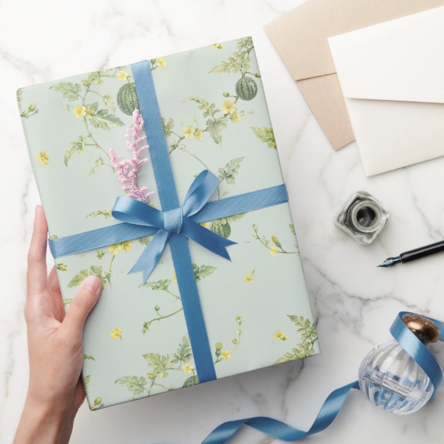 Sanfte Sage Mini Wassermelone Wasserfarbe Botanisc Geschenkpapier (Schenken)