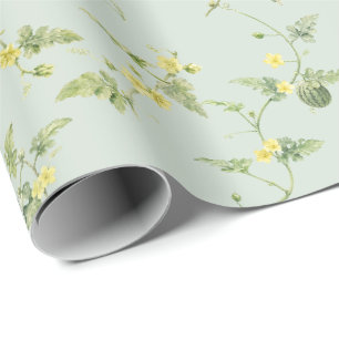 Sanfte Sage Mini Wassermelone Wasserfarbe Botanisc Geschenkpapier