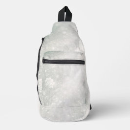 Sanfte Salbei- und frostige weiße Blumen-Kunst mit Crossbody Bag