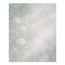 Sanfte Salbei- und frostige weiße Floral-Kunst mit