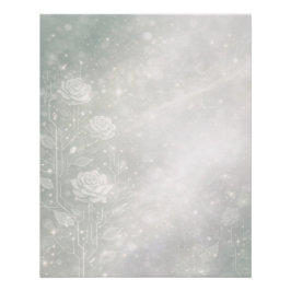 Sanfte Salbei- und frostige weiße Floral-Kunst mit Poster