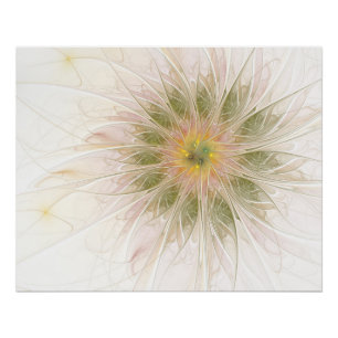 Sanfte und zarte fraktale Fantasy-Blumen Poster