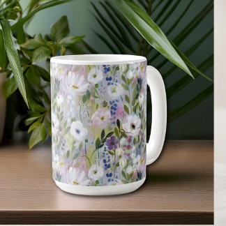 Sanfte Wiesenblumen-Aquarell Kaffeetasse