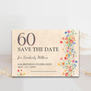 Sanfte Wildblumen 60. Geburtstag Elegante Party Save The Date