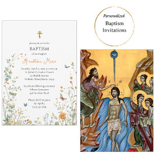 Sanfte wilde Blumen und Schmetterlinge Orthodoxe T Einladung