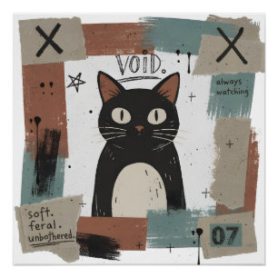 Sanfte Wilde Unbeeindruckte Schwarze Katze Gothic Poster