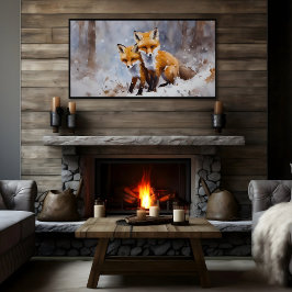 Sanfte Winterfüchse Druck | Samsung Frame TV Kunst Poster