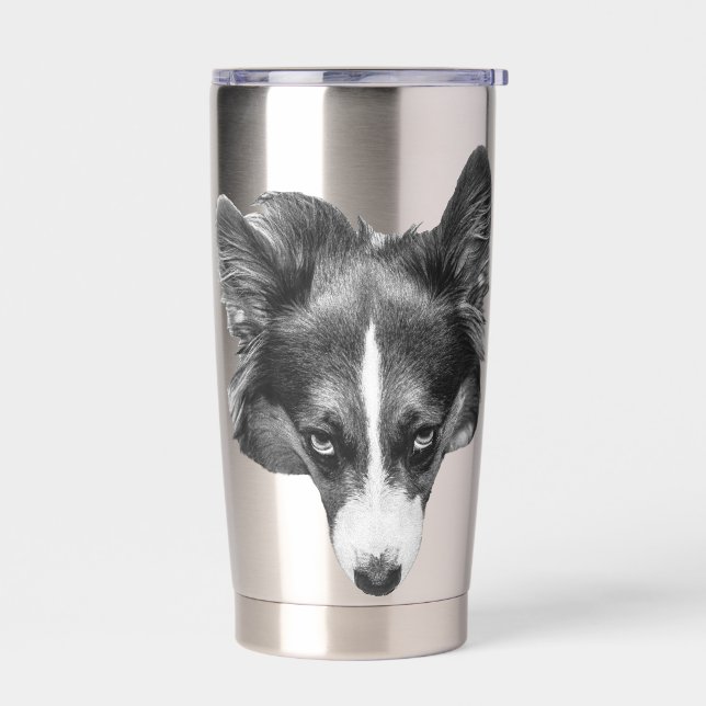 sanfter Blick Corgi ruhig Thermobecher (Links)