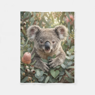 Sanfter Koala unter blätterreichen Ästen Fleece-De Fleecedecke