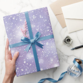Sanfter Lila Schimmer Weiß Glitter Muster Geschenkpapier