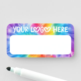 Sanfter Regenbogen-Wirbel-Tie-Dye-Geschäftslogo Namensschild