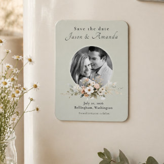 Sanfter Salbei Botanisches Foto Save the Date Magn Magnet