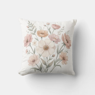 Sanftes Anemonen-Sträußchen Aquarell-Zartheit Kissen