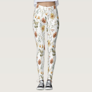 Sanftes Aquarell-Wildblumen-Botanical-Boho-Muster Leggings