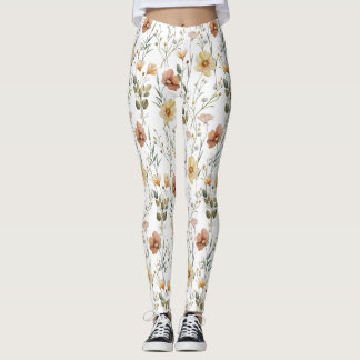 Sanftes Aquarell-Wildblumen-Botanical-Boho-Muster Leggings