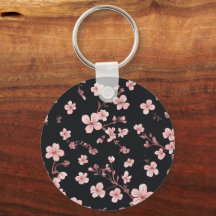 Sanftes Babyrosa Mini-Sakura-Muster auf Schwarz -