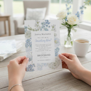 Sanftes Blau Aquarell Blumen Brautjungfer Vorschla Einladung