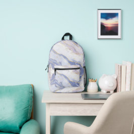 Sanftes Blau Aquarell Gold Spritzer Elegant Bedruckter Rucksack