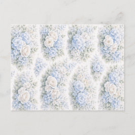 Sanftes Blau-Weiß-Wasserfarben-Blumen-Elegant-Roma Feiertagspostkarte