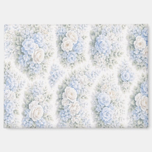 Sanftes Blau-Weiß-Wasserfarben-Blumenmuster Elegan Magnet