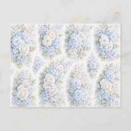 Sanftes Blau-Weiß-Wasserfarben-Blumenmuster Elegan Postkarte