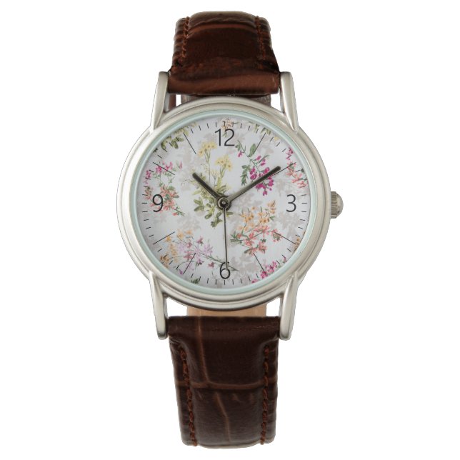 Sanftes Blumenmuster Armbanduhr (Vorderseite)