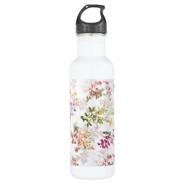 Sanftes Blumenmuster Edelstahlflasche (Vorderseite)
