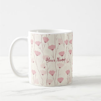 Sanftes Boho-Rosa-Blumenmuster Personalisiert Kaffeetasse
