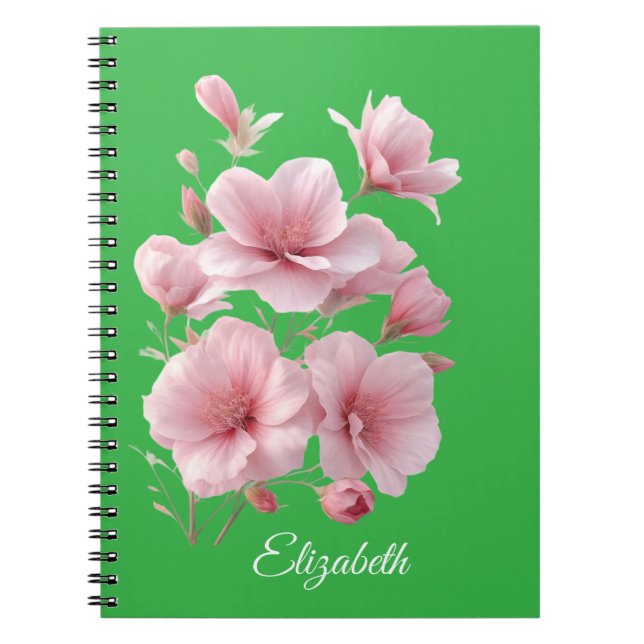 Sanftes Elegantes Rosa Florales Personalisiertes Notizblock (Vorderseite)