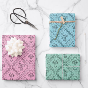 Sanftes farbenfrohes Frühlingsblumen-Coquette-Must Geschenkpapier Set