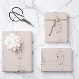Sanftes florales Aquarell-Design – Elegantes helle Geschenkpapier Set